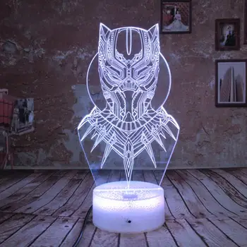 

Night Light Cool Black Panther Marvel Hero 3D LED RGB 7 Color Change Desk Lamp USB Child Kids Boy Gift Christmas Home Decro