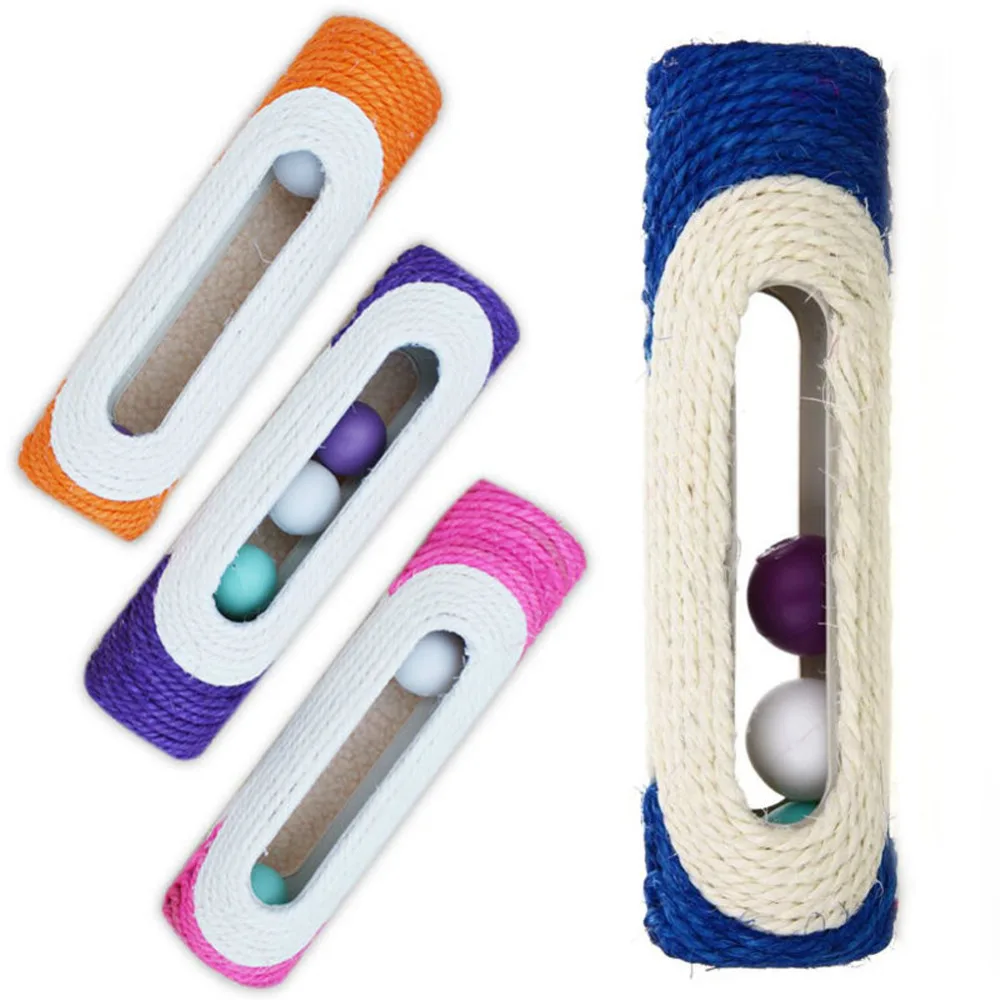 

1 Pcs Pet Cat Kitten Kitty Toy Long Rolling Scratching Toys Ball Sisal Scratch Post Trapped Ball Training Tool Animal Supplies