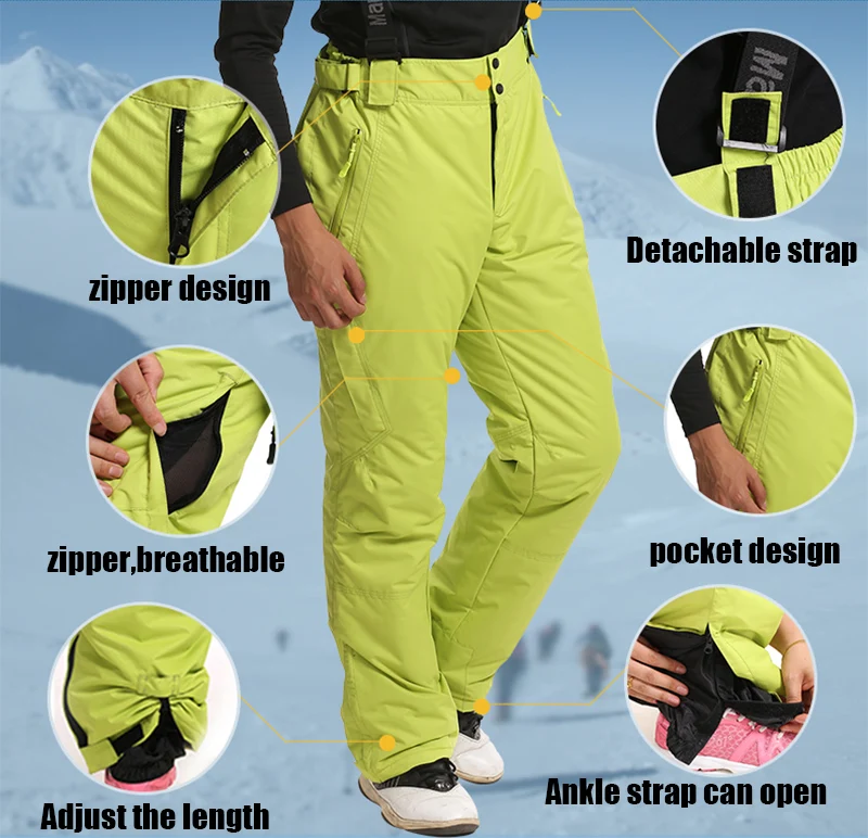 Marsnow-30 уличные зимние лыжные Мужские штаны утолщенные теплые ветрозащитные водонепроницаемые зимние лыжные сноубордические штаны дышащие мужские брюки