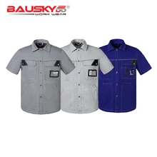 Bauskydd B230 Мужская Рабочая одежда рубашка с несколькими карманами с короткими рукавами Рабочая одежда Униформа механика строительство комбинезоны безопасность серый
