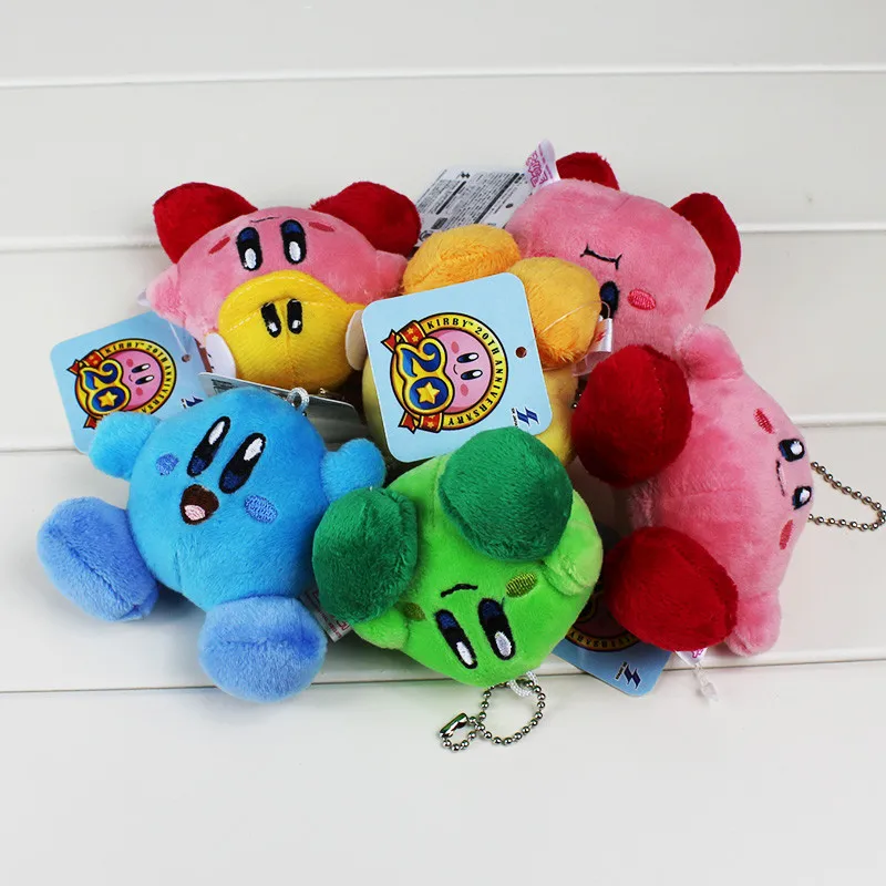 6 Pcs//Set Star Kirby Plush Toys Cute Keychain Popopo Small Pendant Dolls Kids