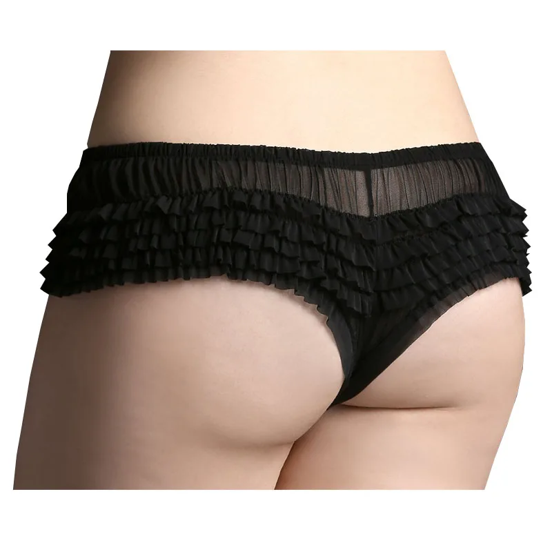 

2016 Hot Sell Women's Underwear Black Spandex Net Cloth Ruffles Big Size L/XL/2XK3XKL4XL/5XL Size Panties