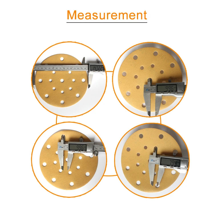 100 шт 6 дюймов 17 отверстий крюк и петля Золотая абразивная бумага Автомобильная Песочная бумага для полировки и шлифовки