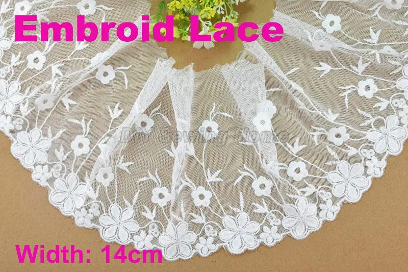 14cm width Cotton embroid lace sewing ribbon guipure trim or fabric