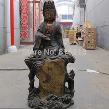 Bi0011618 3" Тибет Народная Буддизм Бронзовый Sit Хилл свобода перегородчатой Кван-Инь статуя Будды