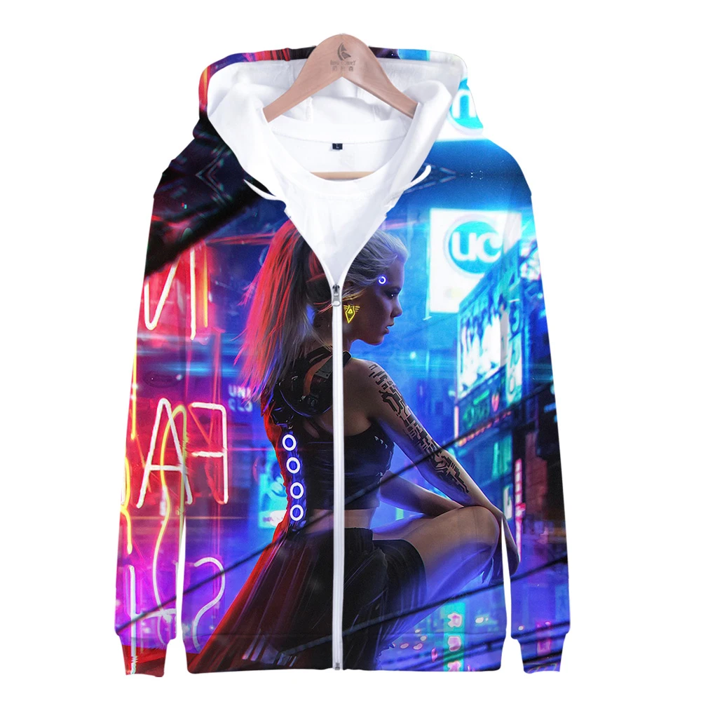 

Cyberpunk 2077 Zipper coats 3D Print Men/Women Game Harajuku Fall Winter Warm student Coat Cyberpunk 2077 Zipper Coat