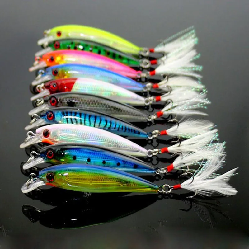 Brand 1PCS 9cm/8g Minnow Fishing Lure With VMC Hooks Sea Bass /Pike/Trout Artificial Bait