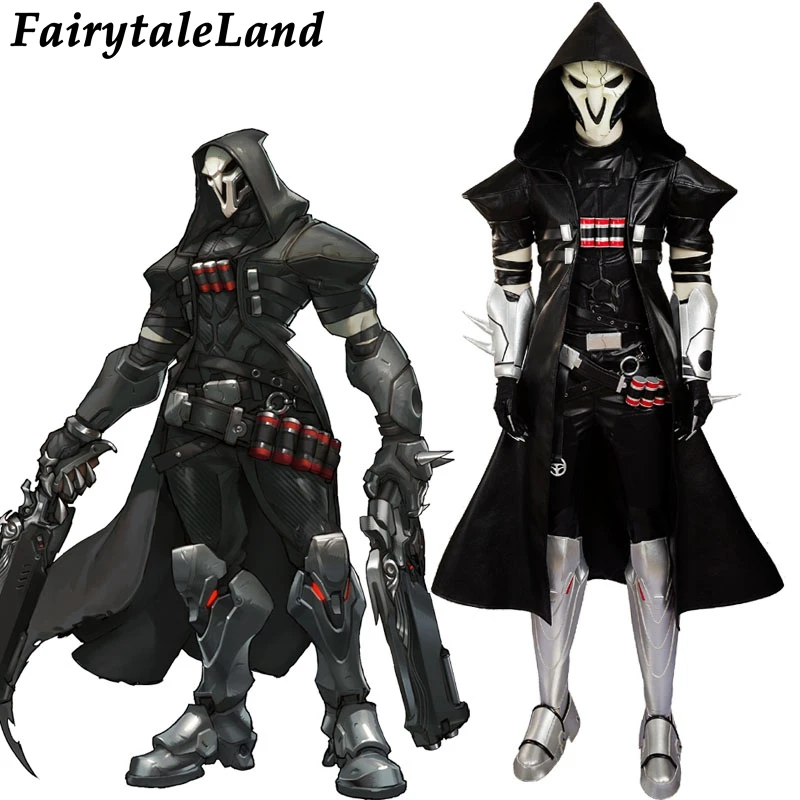 Популярная игра OW Косплей Черный Габриэль Reyes Reaper Костюм Хэллоуин костюмы для