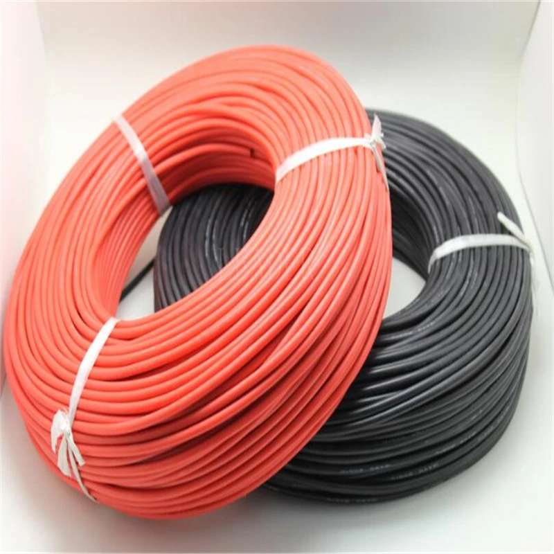 Cable de goma de silicona supersuave y Flexible, 100 metros por rollo, calibre 14 negro/rojo|Alambres cables| - AliExpress