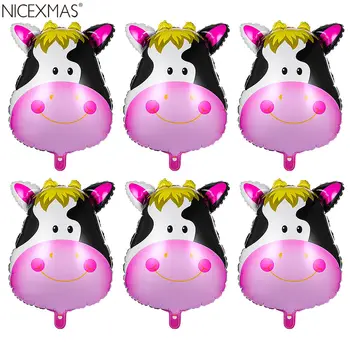 

NICEXMAS 6pcs Cute Large Animal Cow Head Aluminum Foil Balloons Creative Birthday Party Decoration Supplies