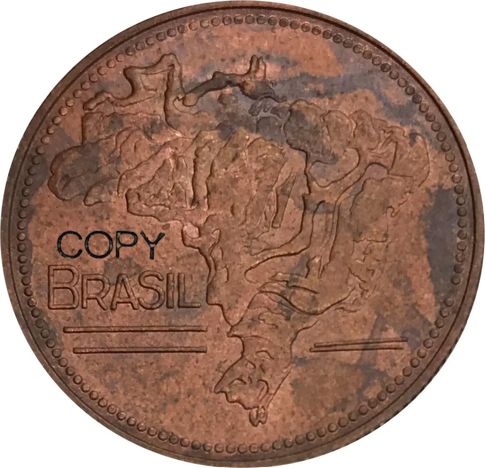 

Brazil Republic 1 Cruzeiro 1949 Brass Metal or Red Copper Copy Coins