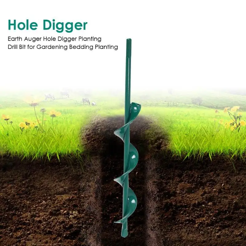 

Earth Auger Spiral Drill Bit Planting Flower Planter Bulb Shaft Drill Auger Yard Gardening Bedding Planting Hole Digger Tool