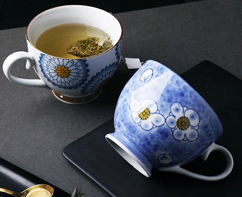 400ml Ceramic Coffee Mug Large Tea Cup Lovely Flower Hand Painted Breakfast Milk Tea Mug Porcelain Latte Coffee Cups Gift Drinkware  (11)