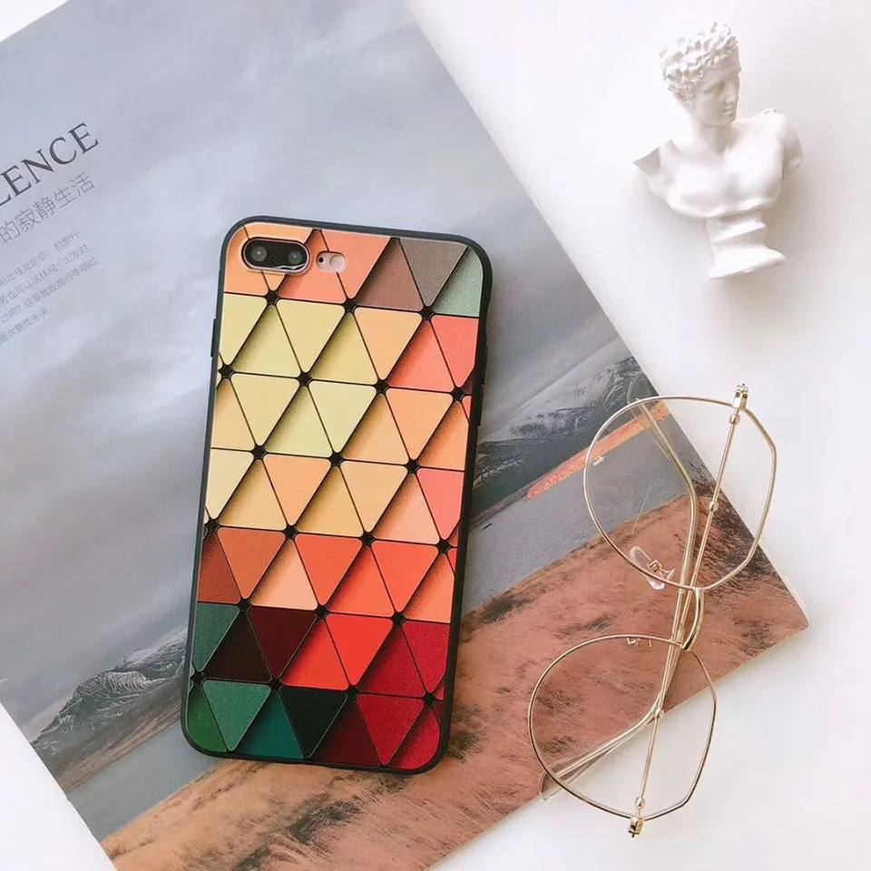 Vintage Relief Full Cover Phone Case For iphone 6 7 8 Plus x Soft Silicone  Anti-Knock Fitted Case For iphone 6 7 8 Plus (4)