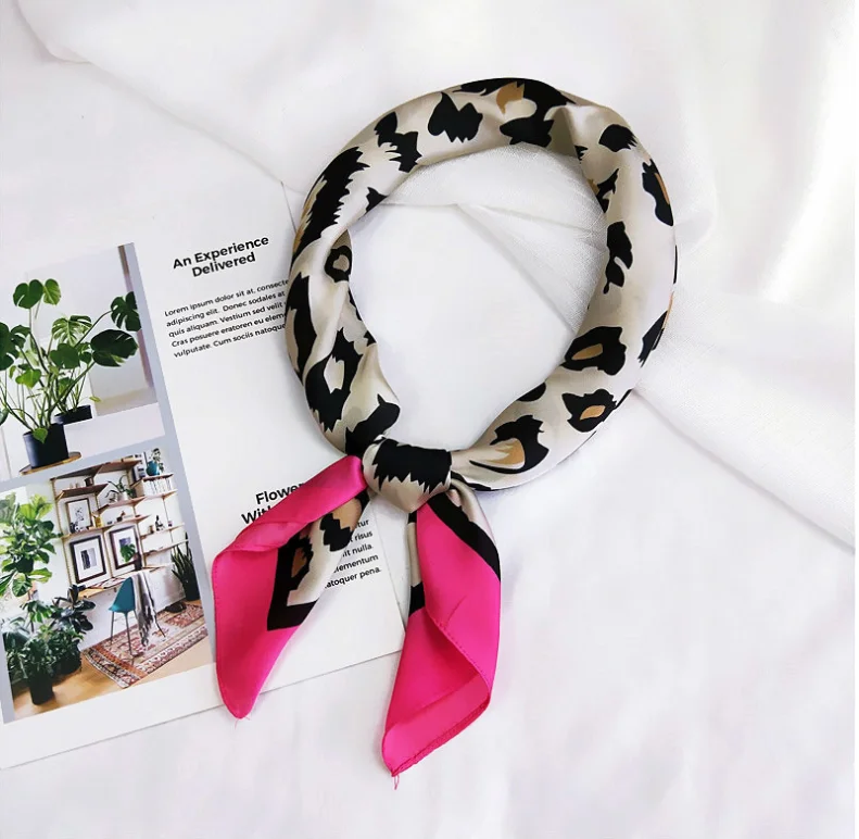 70x70 шелковый шарф с леопардовым принтом женский шарф квадратный Многофункциональный головной платок многоцветный полосатый платок с принтом шейный платок