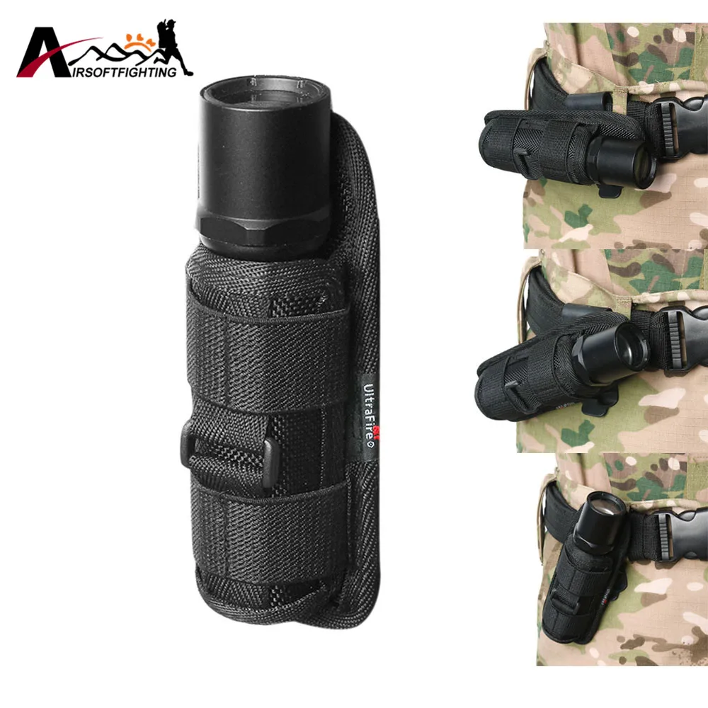 Tactical Molle 360 Degrees Rotatable Flashlight Holster Pouch Holder