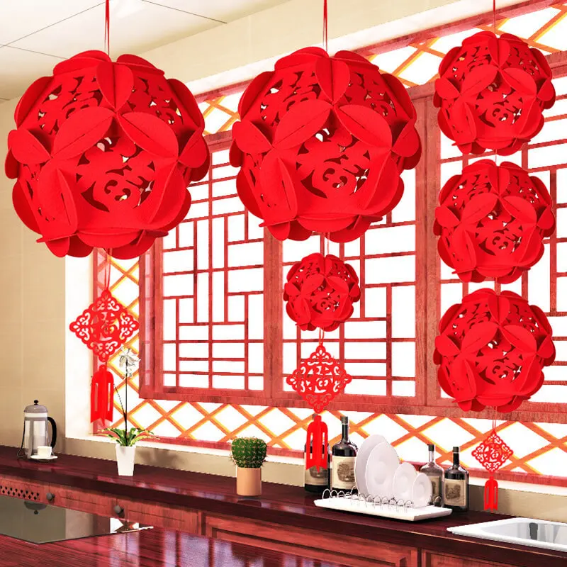 2 papeles 3D chinos de Año Nuevo Dragon Garland con decoración Red Paper Lanterns para farolillos chinos de Año Nuevo y Fiesta de Bodas