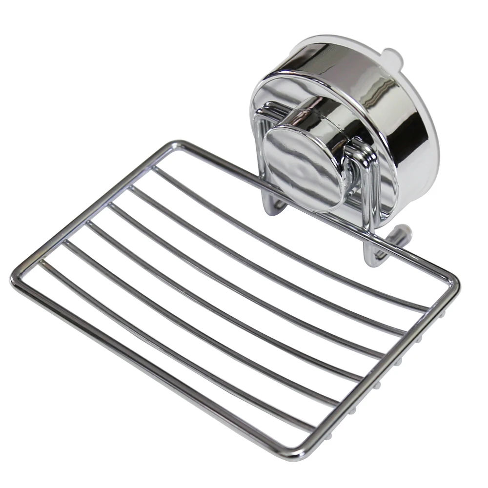 Suction Wall Soap Holder Bathroom Shower Cup Stainless Dish Basket Tray