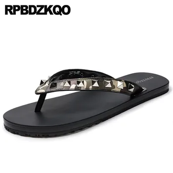 

Flip Flop Camouflage Rivet Slides Metal Sandals Summer Genuine Leather Luxury Slippers Soft Designer Shoes Men High Quality Stud