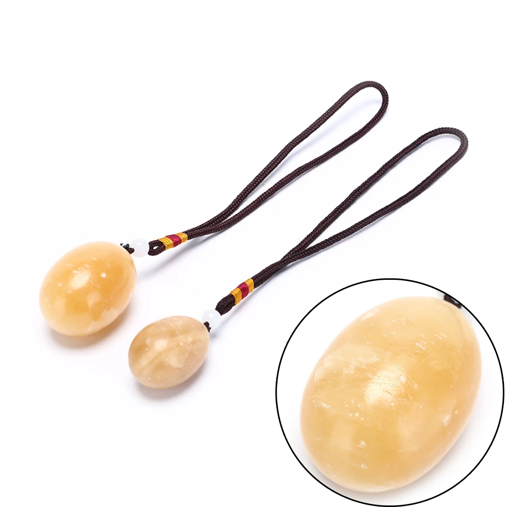

1 set yoni egg ben wa ball yellow Natural jade egg for Kegel Exercise pelvic floor muscles vaginal exercise top selling
