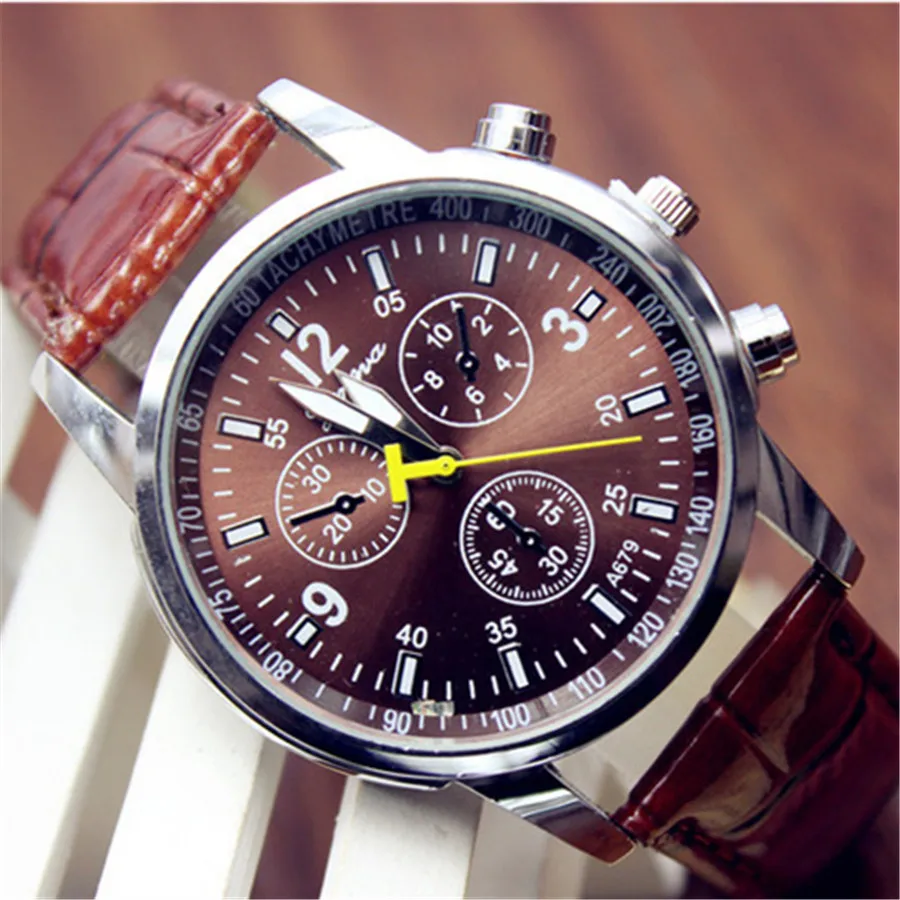 

Geneva Men's Watch Quartz Leather Business Wristwatch for Men Boy relogio masculino Clock Timer erkek kol saati Timepiece gift