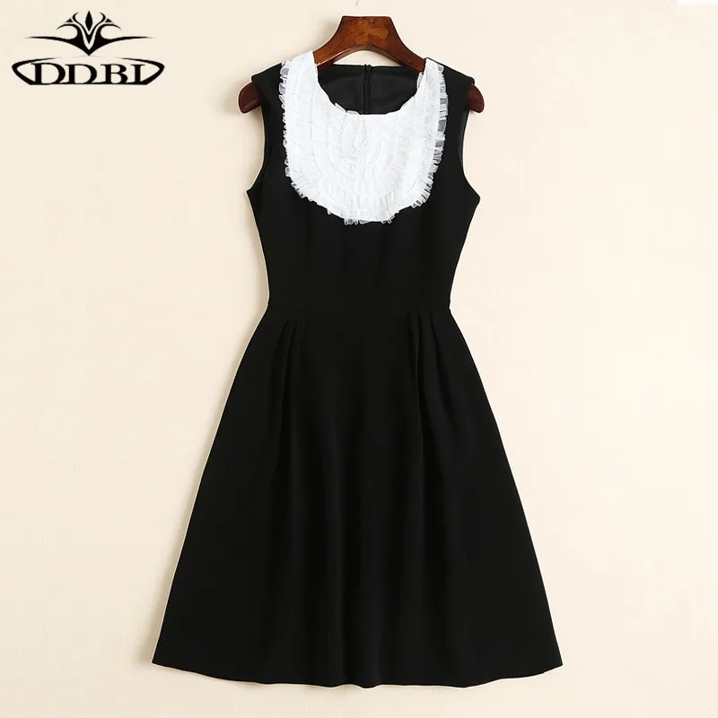 high quality summer dress black pleated dress white and black dresses 180504