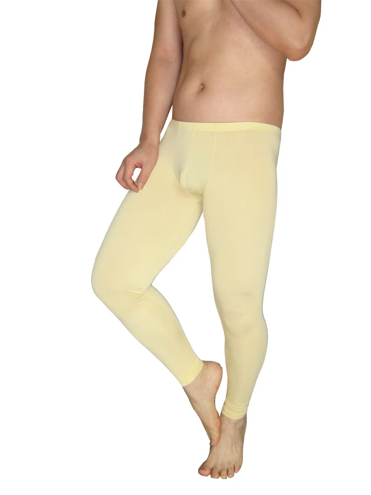 US Mens Tights Party Ice Silk Footless Long Pants Skinny Underwear