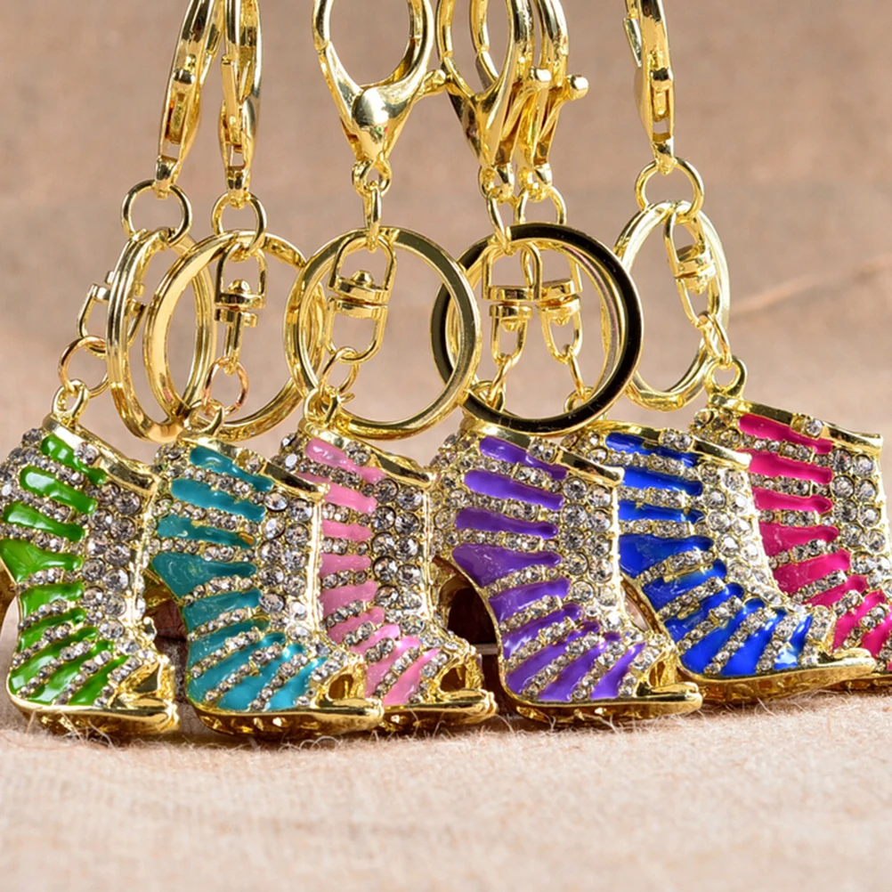 M Shoe High Heel Multicolour Charm Pendant Crystal Purse Bag Keyring Key Chain Women Jewelry Birthday Party Gift  11 Colors