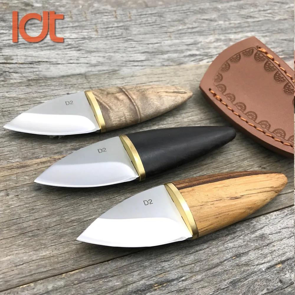 LDT Mini Olive Fixed Blade Knife D2 Blade Sandal Wood Handle Pocket Knives Survival Hunting Camping Straight knife EDC Tools