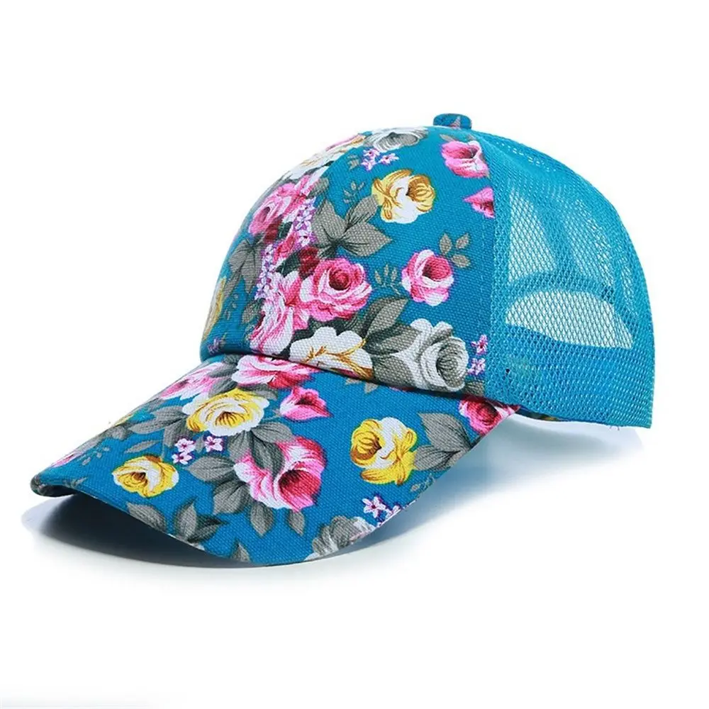 1 PCS Mode Frauen Mädchen Mesh Baseball Kappe Weibliche Floral Gedruckt Hut Outdoor Sport Visier Sonne Kappe Geschenk Eine Größe