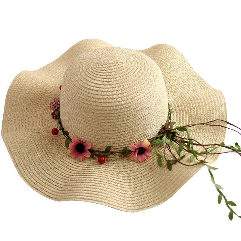 Женские летние модные лаконичные милые цветочные украшения сплошной цвет дышащий универсальные пляжные шляпы - Цвет: 3