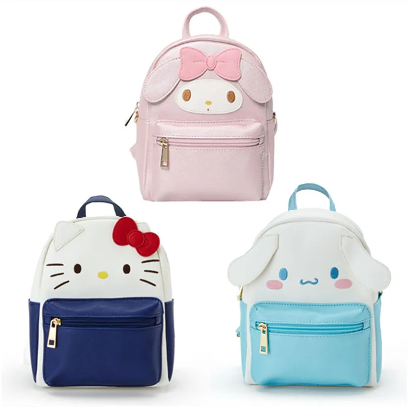

Cute Hello Kitty My Melody Cinnamoroll PU Leather Backpack Kids Small Schoolbag Children School Bags for Girls Rucksack