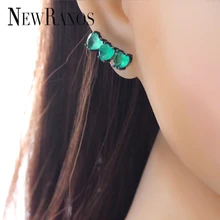 Серьги-гвоздики в форме сердца, синие, розовые, фиолетовые вечерние серьги с камнем, подарок для женщин EFX003404