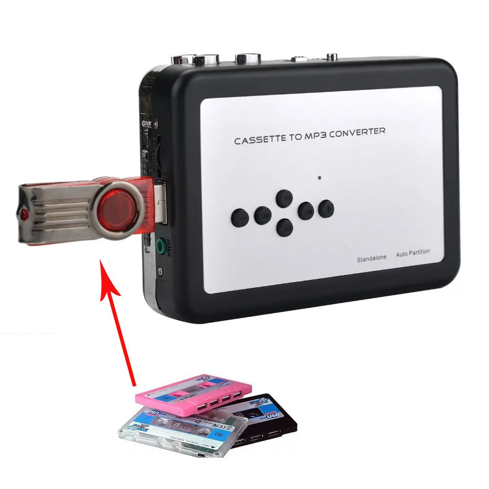 Cassette-to-MP3 Converter Tape to USB Flash Drive Audio Capture Player Walkman
