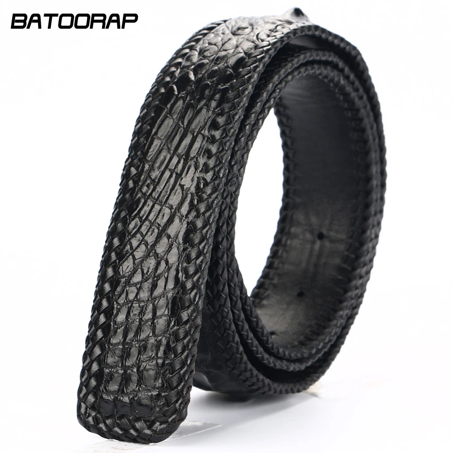 

[BATOORAP] High Quality Men Belt Crocodile leather Belts Luxury Brand Designer Belts Black