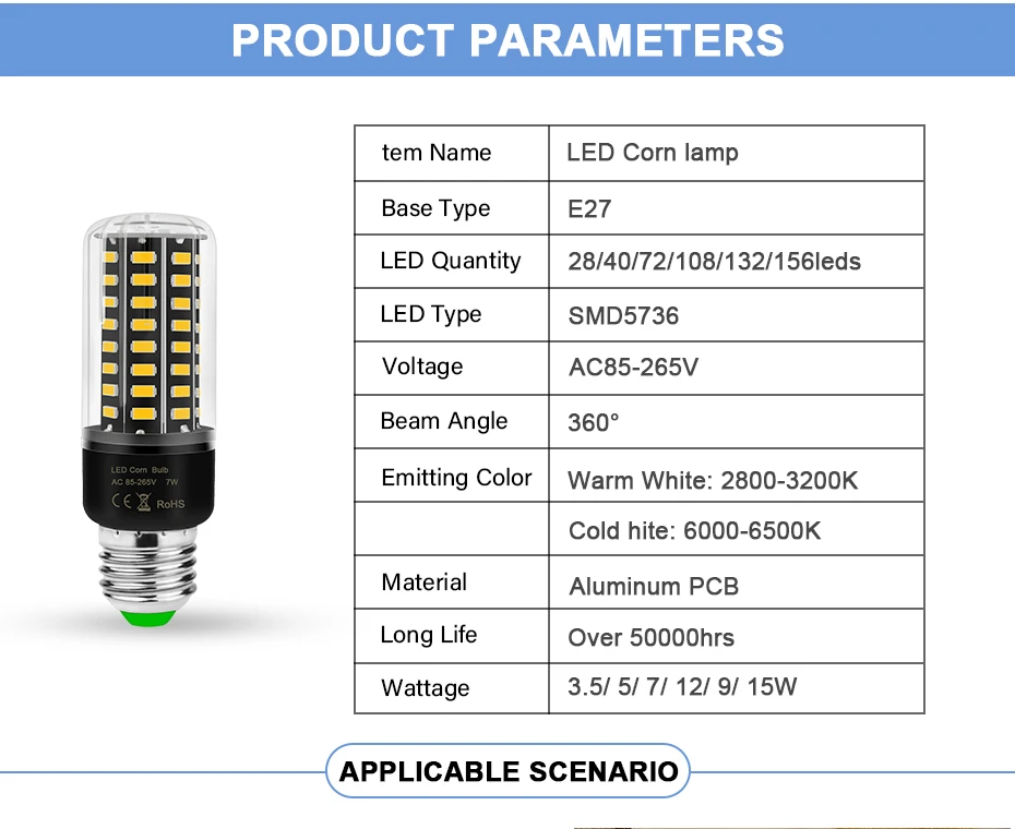 Ampoule LED E27 Lamp No Flicker E14 Led Bulb Spot Light 220V 110V 3.5W 5W 7W 8W 12W 15W SMD5736 More Bright than Corn Bulb 5730