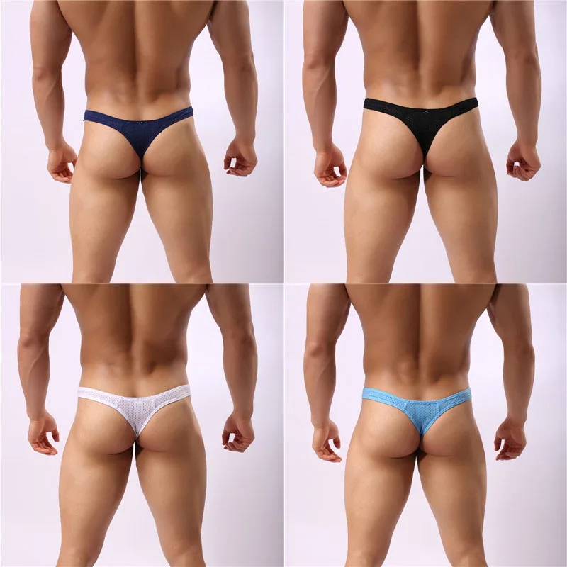 

4PCS Men Underwear Briefs Bikini Thong Breathable Comfortable Solid Sexy Jockstrap Panties Male Cotton Underwears Briefs Thongs