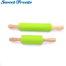 Подметальная машина 1 шт. Скалка Украшение дома Kitichen инструменты для приготовления пищи деревянная ручка зеленый силиконовый скалки