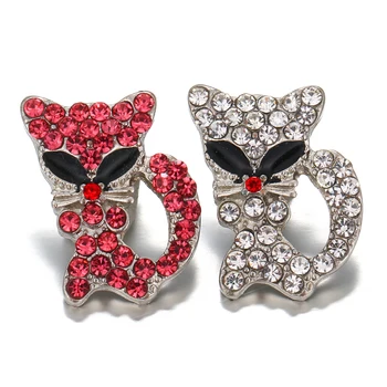 

KZ1630 New Beauty Lovely Cats Rhinestone metal 18mm snap buttons fit 18mm snap jewelry wholesale