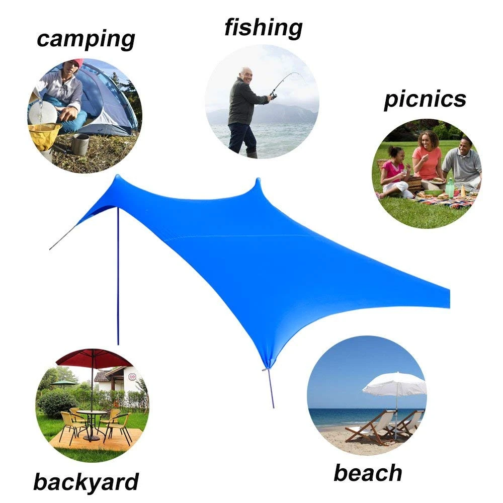 GeerTop الشاطئ ظلة مقاوم للريح مظلة UPF 270 50 + الشمس حماية المأوى قماش القنب كبيرة مع 4 الرمل المراسي ردور حديقة