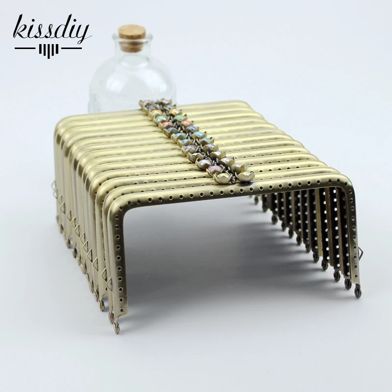 

15*8CM long leg box Metal-opening Bags lotus flower candy Metal Purse frame Kiss Clasp bronze 8pcs/lot