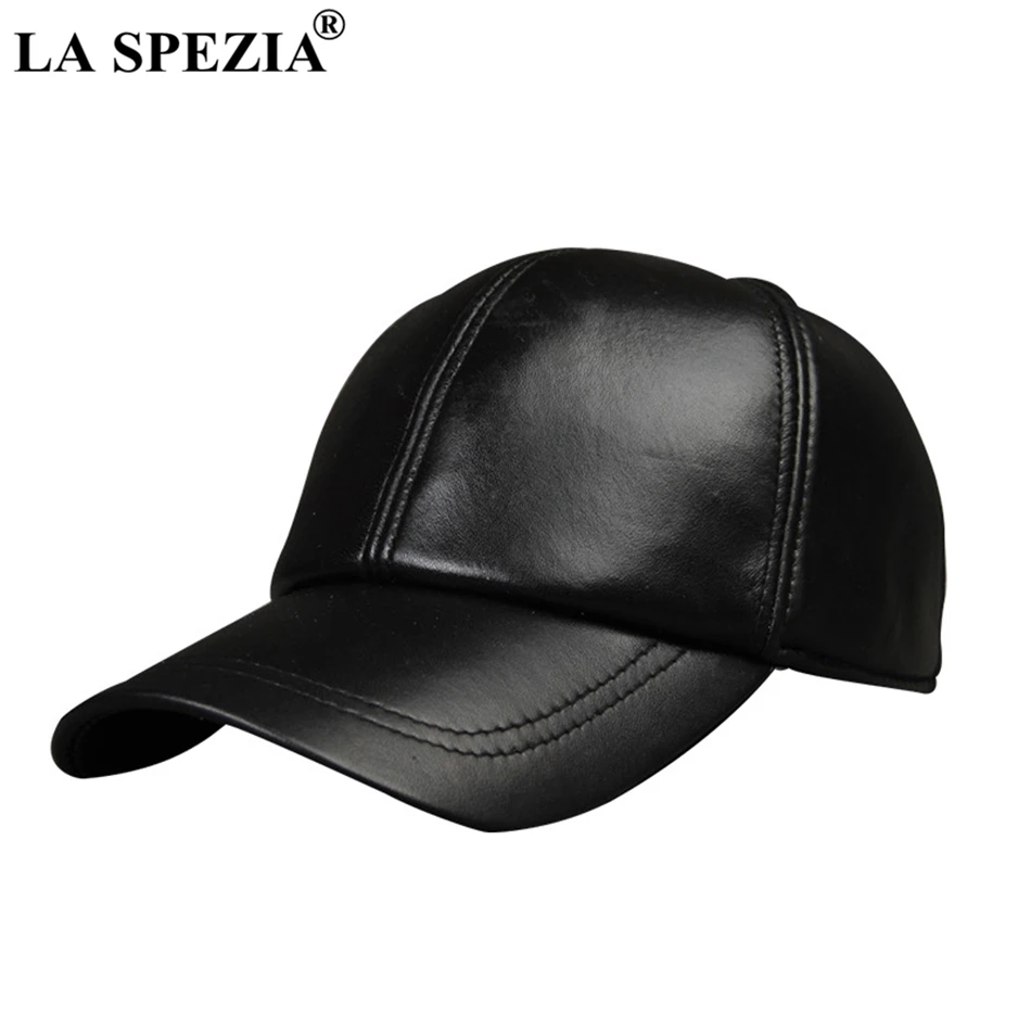 black leather baseball cap