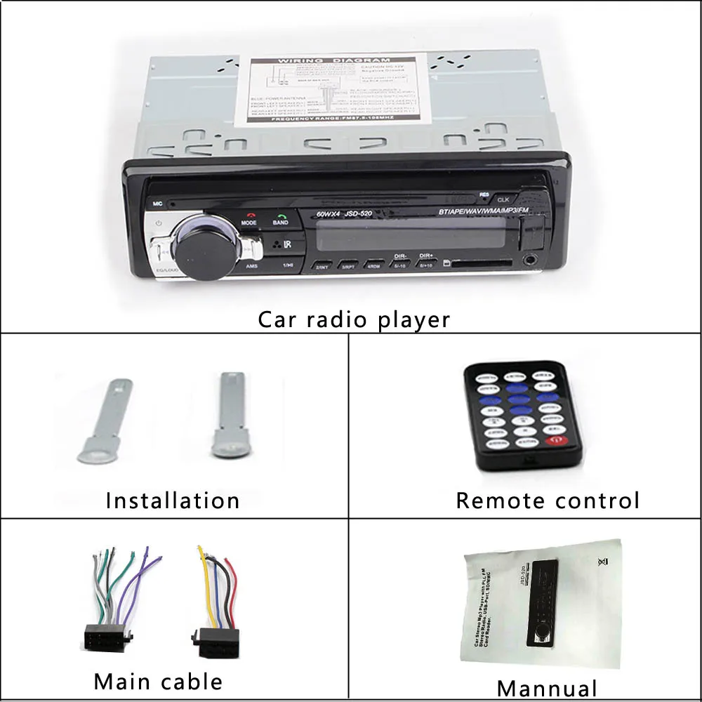 Bluetooth Autoradio 12V Car Stereo Radio FM Aux-IN Input Receiver SD USB In-dash 1 din Car MP3 Multimedia Player