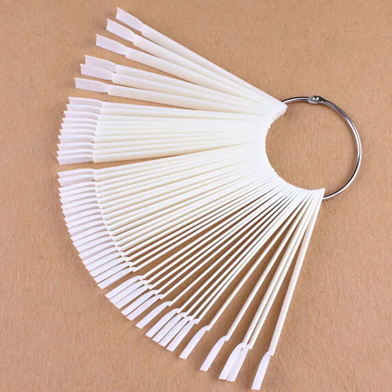 

50PCS/set White Natrual False Fake Nail Art Tips Sticks Polish Gel Salon Display Chart Practice Nail Art Tool