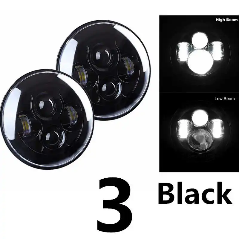 7 Inch Round Daymaker Projector H4 LED Headlight For Jeep Wrangler JK TJ LJ_