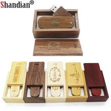 SHANDIAN логотип на заказ Деревянный USB+ коробка USB флэш-накопитель Флешка 4 ГБ 8 ГБ 16 г 32 Гб 64 Гб карта памяти фотография свадебный подарок