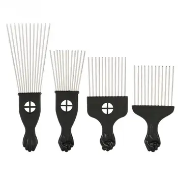 

Wide Teeth Salon Use Black Metal African American Pick Comb Insert Curly Hairbrush Afro Hair Comb For Hairdressing Styling Tool