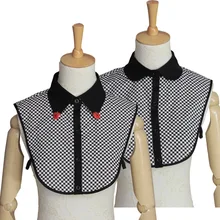 Ручной высокого класса решетки круглый Средства ухода за кожей шеи хлопок черный воротник корейские женские поддельные воротник темперамент воротник