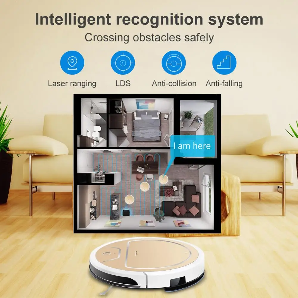 2019 NEW Robotic Vacuum cleaner Electronic water tank 2000Pa suctionIntelligent navigation APP control Dry and wet
