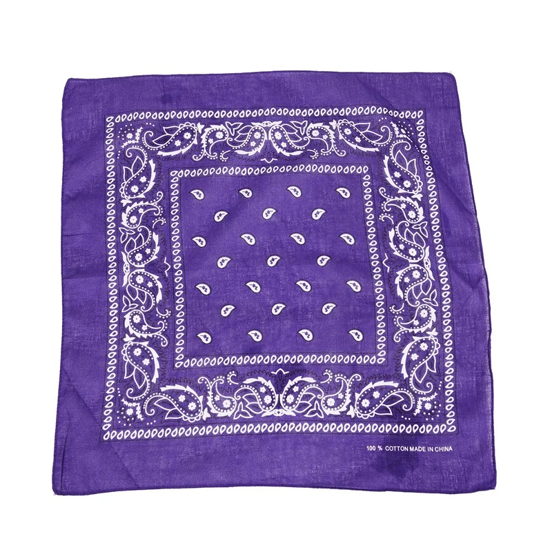 

Purple bandana scarf with square black white paisley pattern on both sides (Purple)